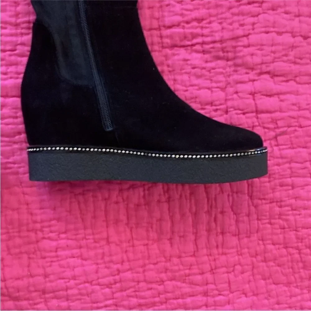 Baldinini Elegant Black over knee genuine suede Boots, US8